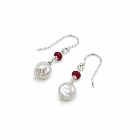 Tourmaline and Freshwater Pearl Earrings - Sterling Silver