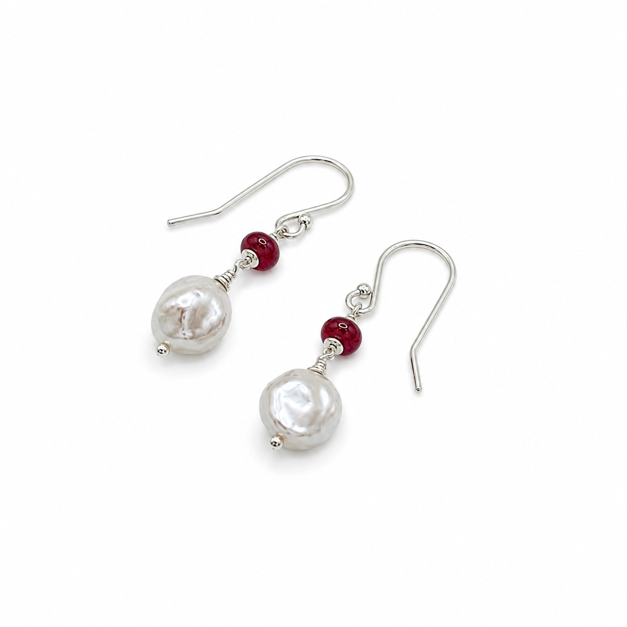 Tourmaline and Freshwater Pearl Earrings - Sterling Silver