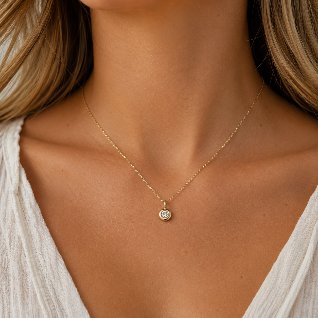 Diamond Pebble Pendant - 9ct Gold - Image 3