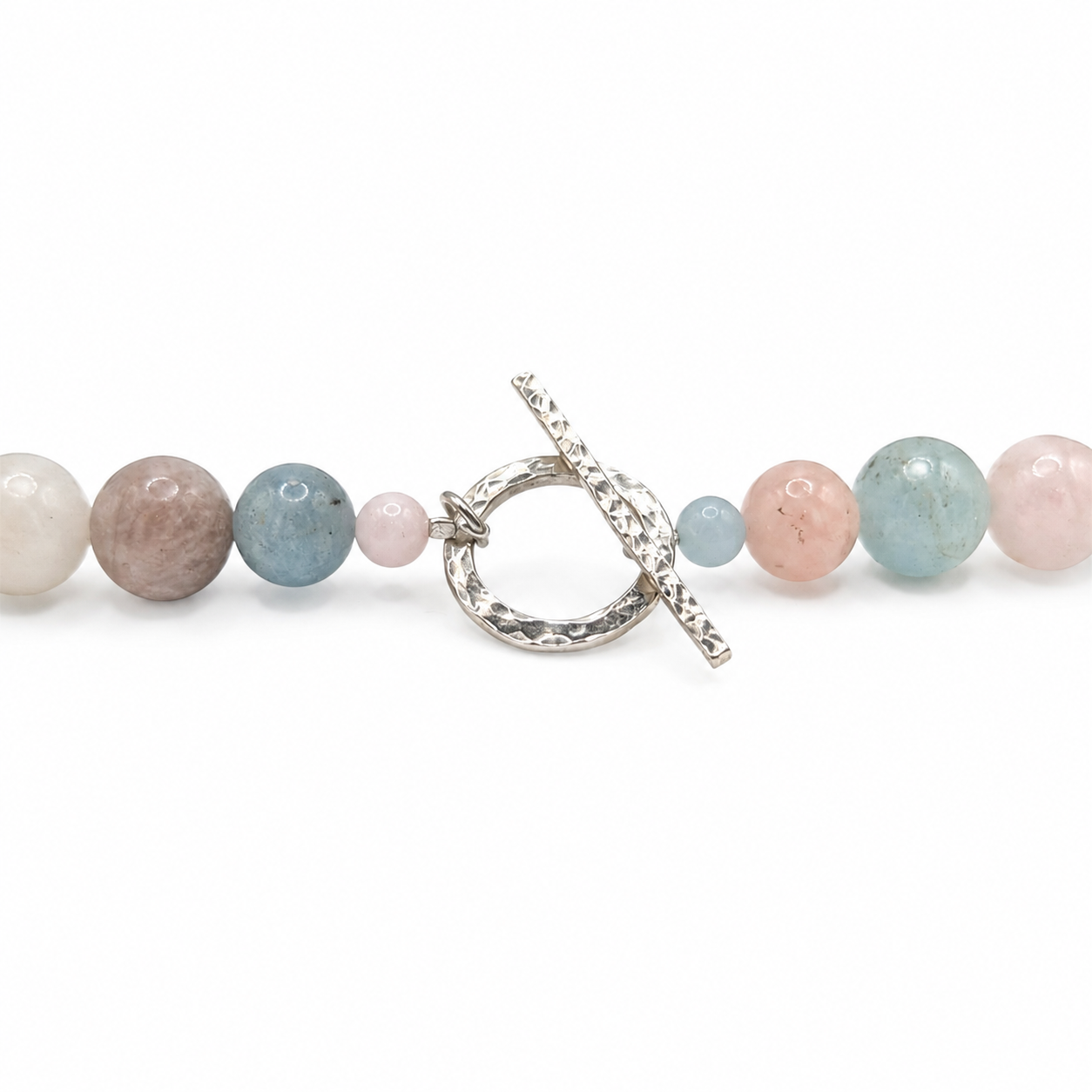 Morganite Bead Necklace - Sterling Silver - Image 3