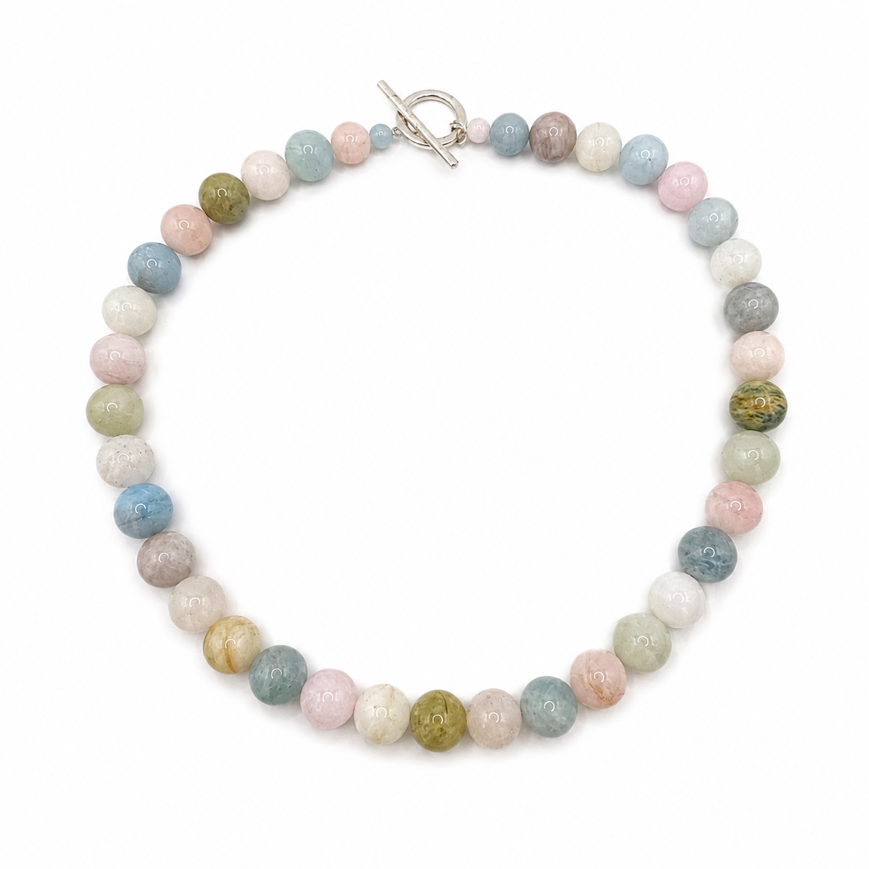 Morganite Bead Necklace - Sterling Silver - Image 5