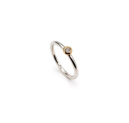 Diamond Ring - Sterling Silver & 9ct Gold