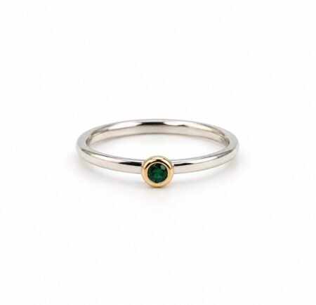 Emerald Ring - Sterling Silver And 9ct Gold