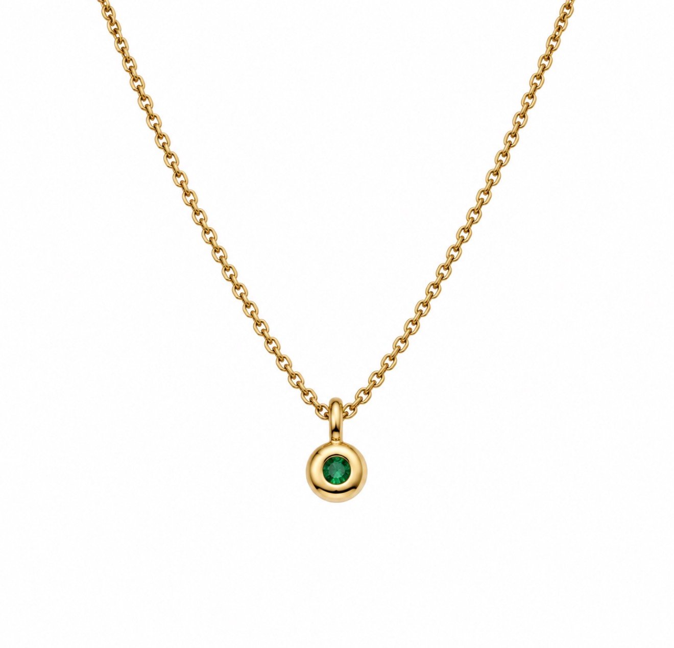 Emerald Pebble Pendant - 9ct Gold