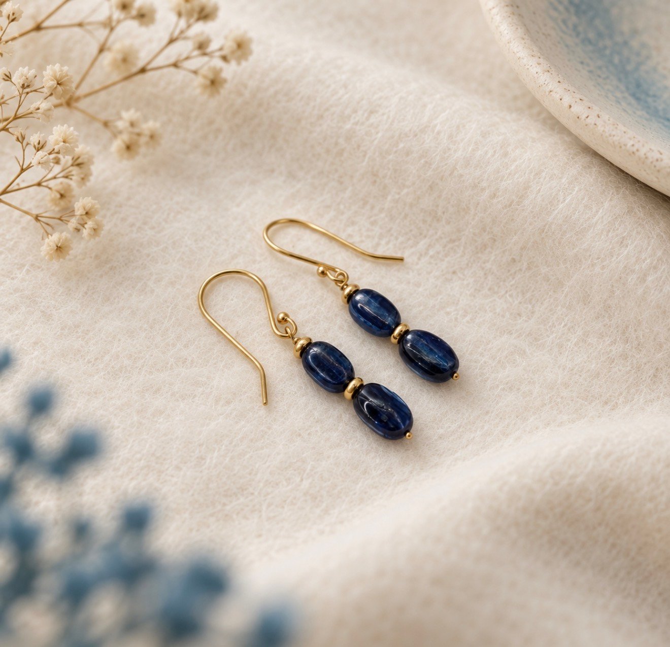 Kyanite Earrings - 9ct Gold - Image 3