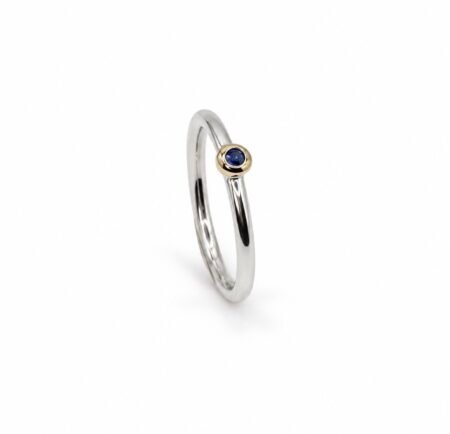Blue Sapphire Ring - Sterling Silver & 9ct Gold