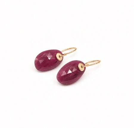 Pink Sapphire Drop Earrings - 9 Carat Gold