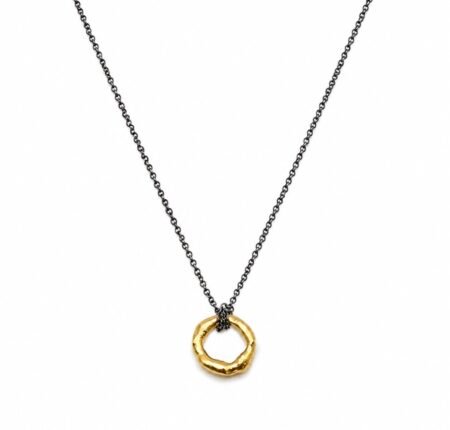 Organic Molten Pendant Necklace - 18ct Gold & Sterling Silver