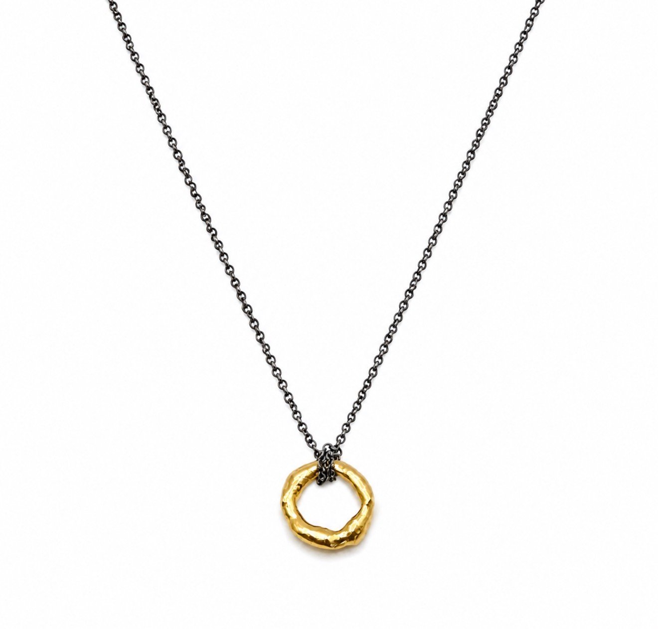 Organic Molten Pendant Necklace - 18ct Gold & Sterling Silver