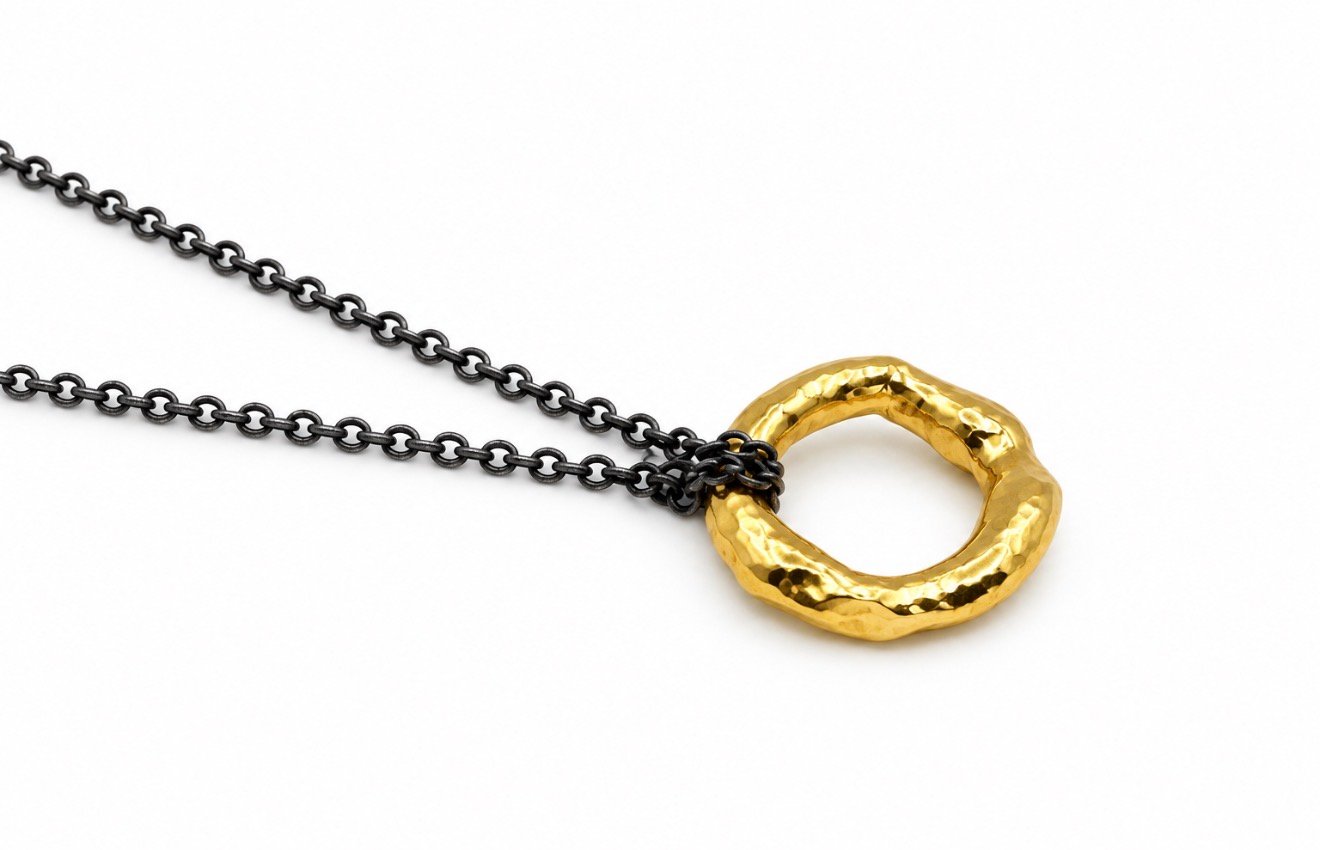 Organic Molten Pendant Necklace - 18ct Gold & Sterling Silver - Image 4