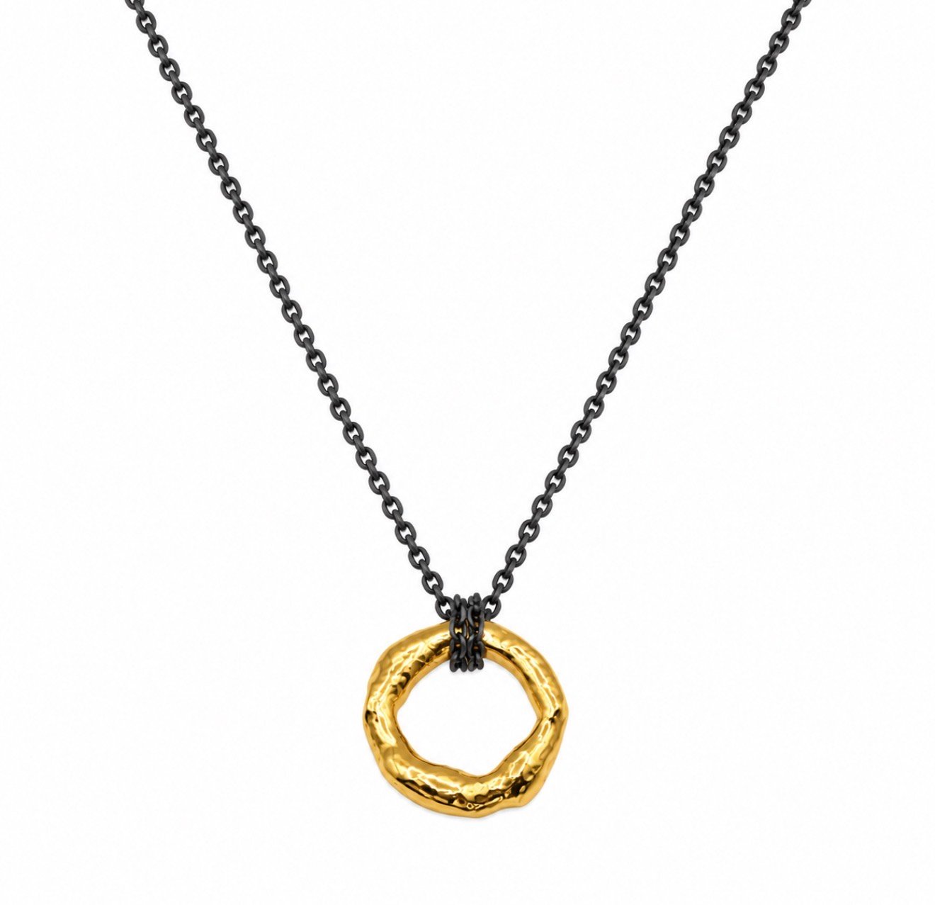 Organic Molten Pendant Necklace - 18ct Gold & Sterling Silver - Image 5